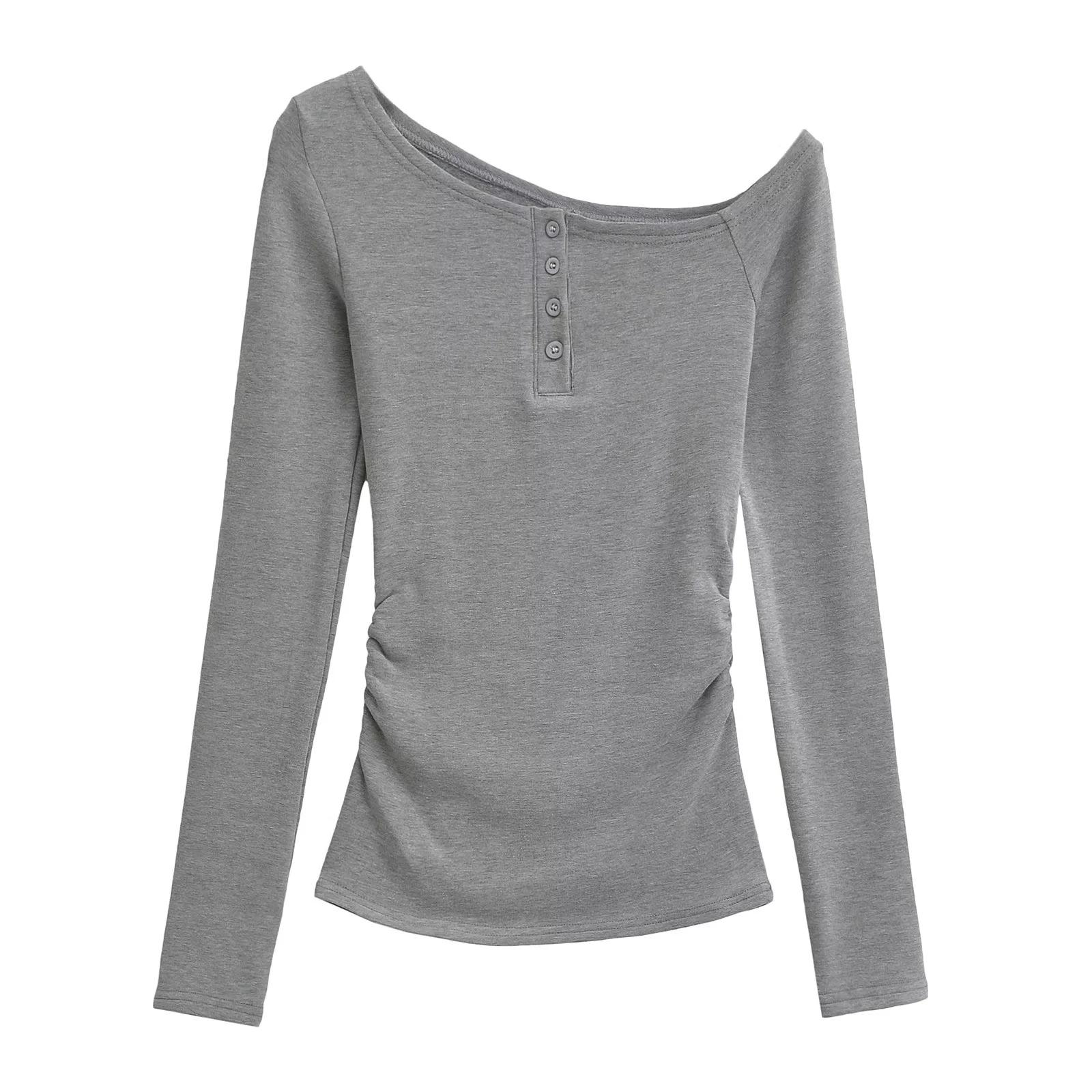 

Women s Spicy Slim-Fit One-Shoulder Fleece Top – Autumn Stretchy Long-Sleeve Base Layer Small