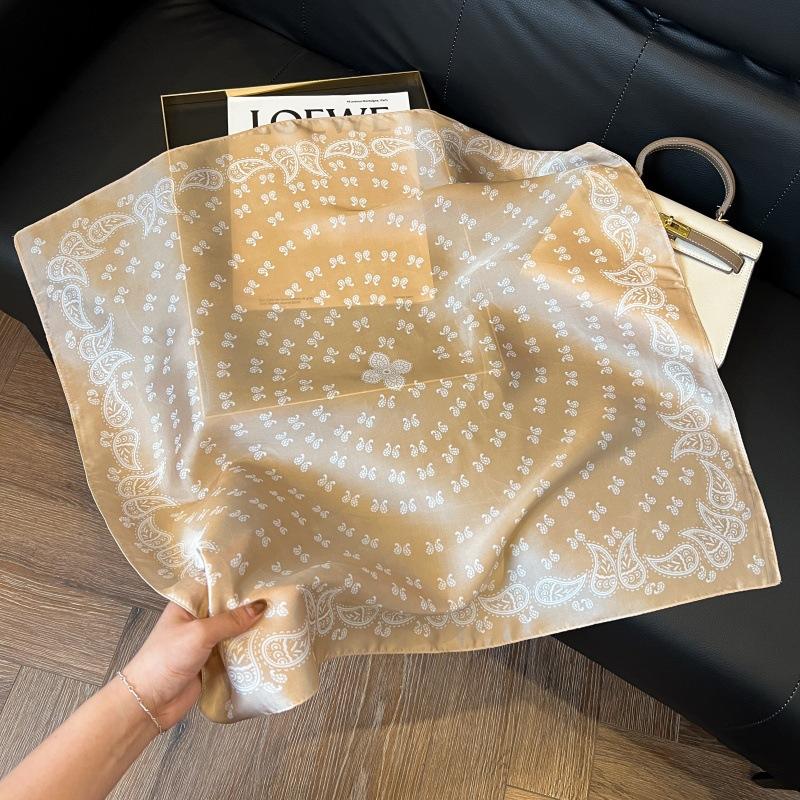 Silk scarf 71 * 71 imitation silk square scarf Korean atmosphere neck silk scarf flower pattern flower polka dot scarf