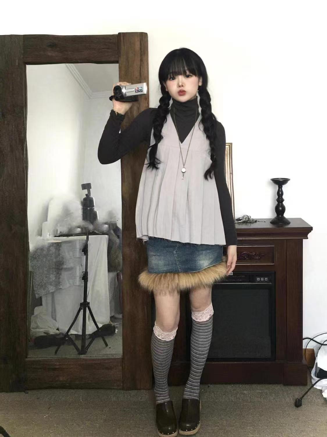 European & American Frayed Hem Denim Retro Skirt - Street Style Versatile Hot Girl Fashion Extra Large