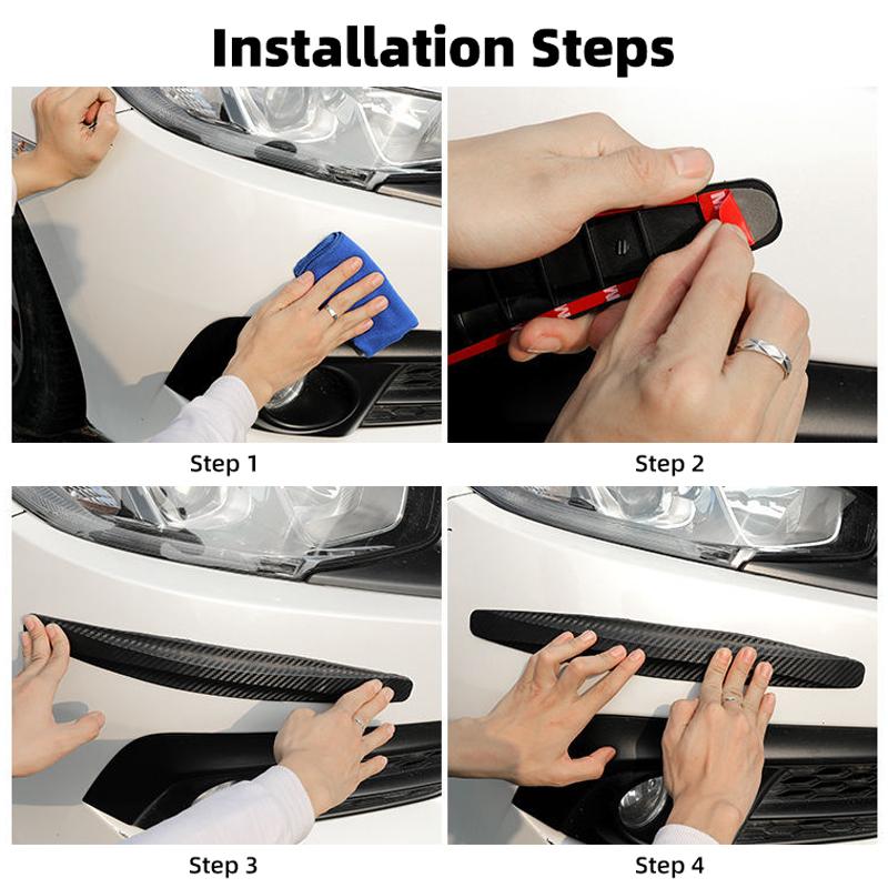 Car Front and Rear Bumper Anti-collision Strips, Carbon Fiber Pattern Protective Strips, Anti-scratch Rubber Strips For Car