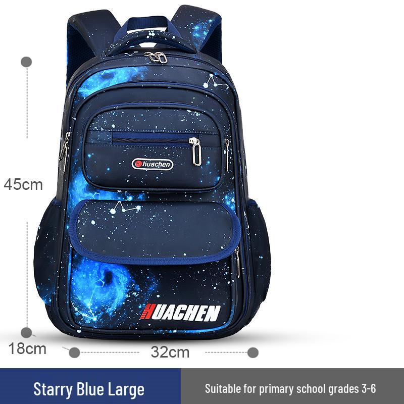 Starry Sky Elementary Backpack: Decompression, Spine Protection, Large Capacity for Boys Grades 1-3 & 5-6