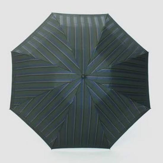 Makita Shoten Folding Mini Umbrella Striped Front x Solid Premium Koshu Made in 7193 Men's "Tie" (Tie) Green/Navy Back, Weave, Japan,