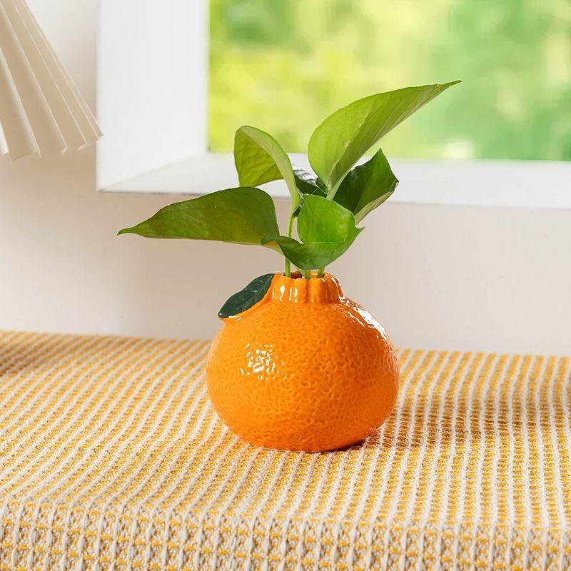 Orange Fruit Shaped Flower Vase Propagation Plastic Vase Desktop Art Vase Tabletop Decoration Bunch Centerpieces Home Decoration