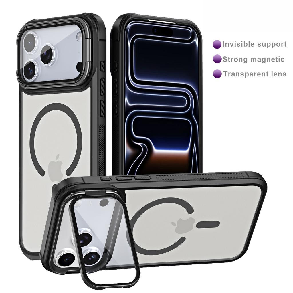 Skin Feel Strong Magnetic Acrylic Stand Phone case For iPhone 17 Pro Max 16 Plus 15 14 13 12 11 Shockproof For MagSafe Cover