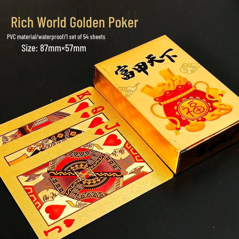 High-Grade Gold Foil Durable PVC Waterproof Poker Cards for Party Games