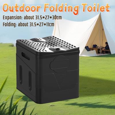 Folding Car Toilet Portable Outdoor Storage Box Car Toilet Bucket Collapsible Trash Can for Self-driving Travel Emergency Toilet