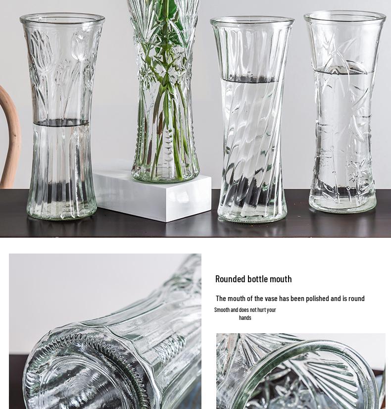 Thickened Transparent Glass Vase for Hydroponic Bamboo & Dry Flower Arrangement