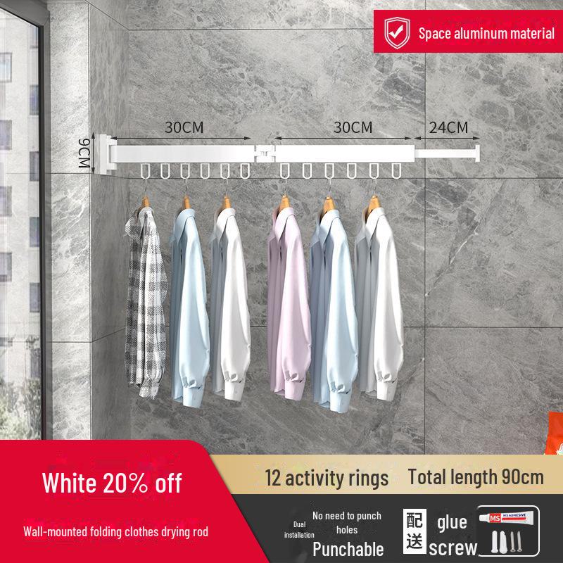 Suport de uscare pentru rufe telescopic, montat pe perete, pentru pervazuri și pervazuri, pentru interior/exterior