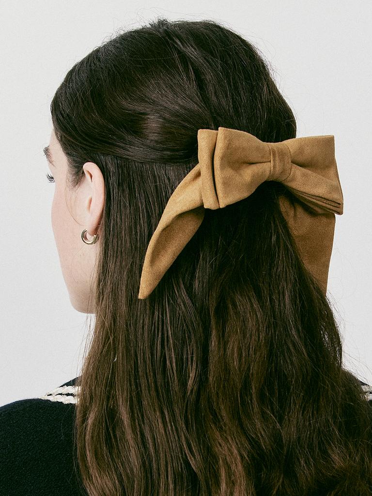 Vintage Hollywood Suede Double Ribbon Hairpin_Vh249Ohb008M