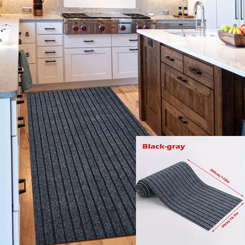 DIY Solid Color Striped Kitchen Door Mat Floor Mat Room Decoration Self-adhesive Non-slip Carpet Home Decor Hallway Rug Entrance