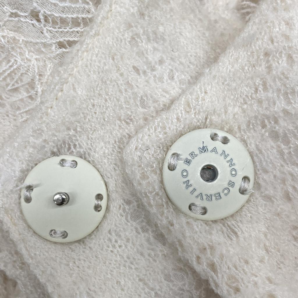 Ermanno Scervino White Cashmere Silk Blend Lace Cardigan and Sleeveless Ensemble Set Tops 38 whiteUsed