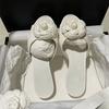Fashion Sweet Camellia Simple Outdoor Slippers Women's Summer Elegant Style White Flower Outwear Low Heel Beach Creek Slippers Size 40
