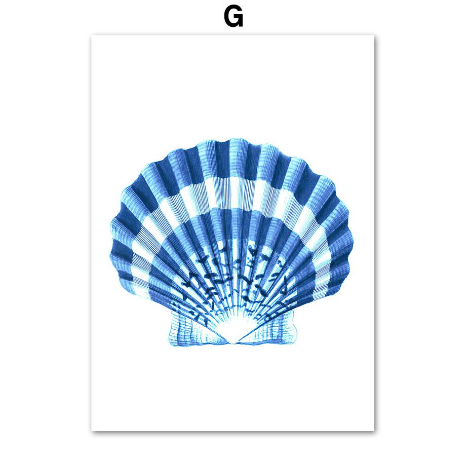 Nautical Watercolor Coral Seaweed Crab Octopus Shell Navy Blue Poster And Prints Wall Art Canvas Painting Living Room Home Decor