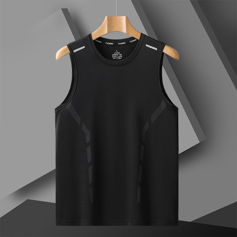 

Summer Ice Silk Sweatshirt, Ice Silk Camouflage Tank Top, Men s Summer Thin, Breathable, Fitness, Sports Training Clothes, Men s Sleeveless T-shirt M чорний