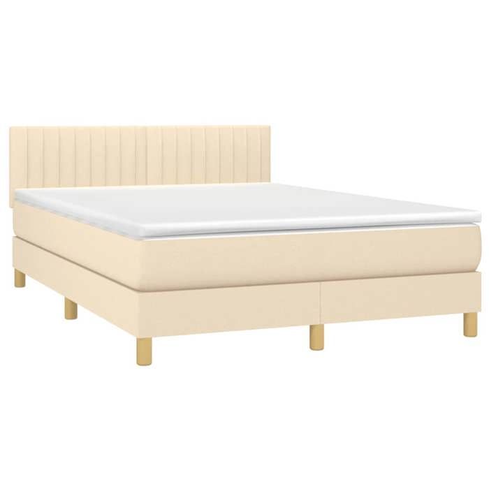 Maison Exclusive - Sommier à lattes de lit avec matelas Crème 140x200 cm Tissu