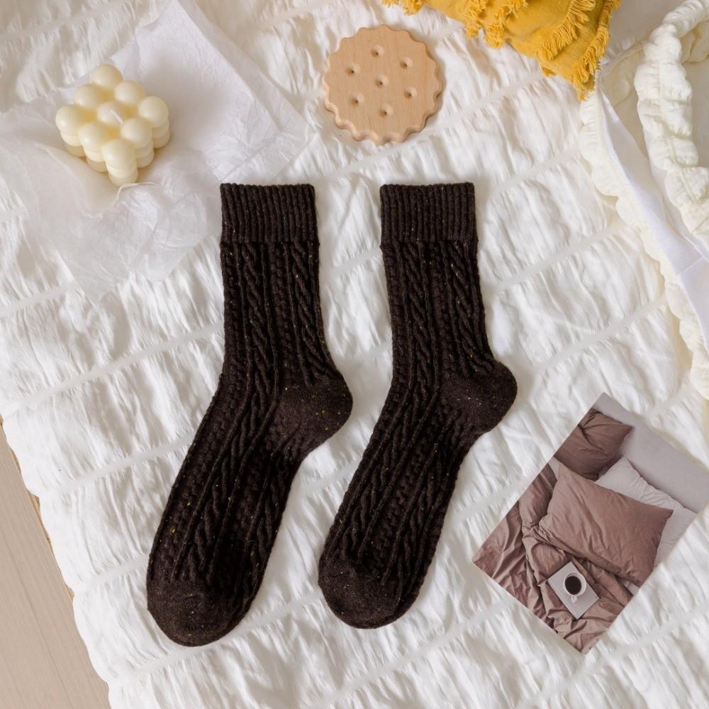 

Solid Color Winter Socks Retains Heat Mid-Calf Socks New Plush Wool Socks for Women Girls