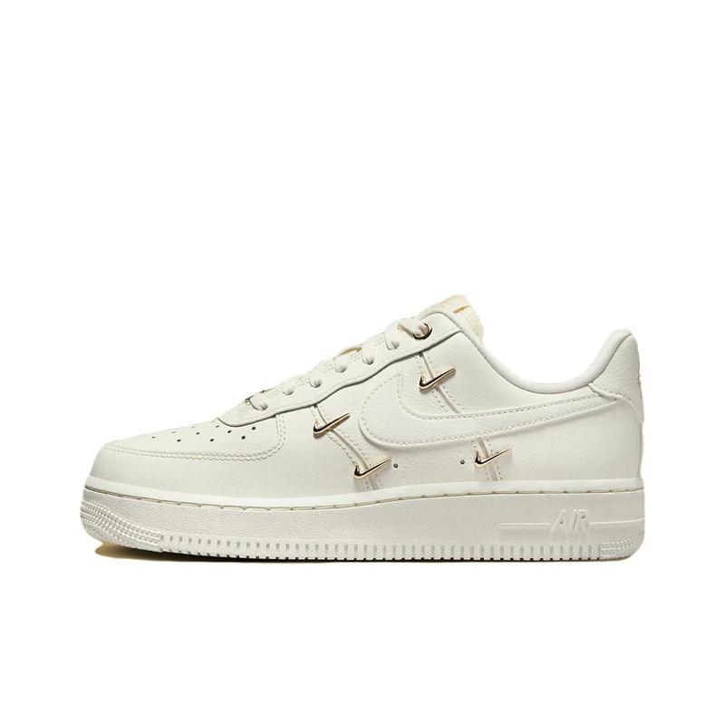 Nike Air Force 1 07 LX Mini Swoosh - Metalik Altın Bayan Spor Ayakkabı Beyaz Yelken FV3654-111