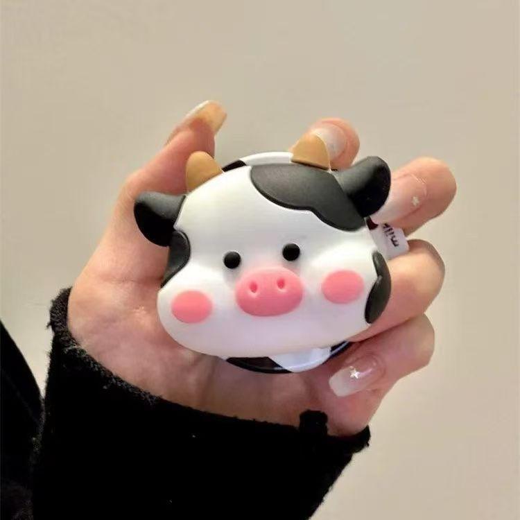 Cute 3D Cow For Magsafe Griptok Phone Holder Support For iPhone 15 16 17 Foldable Wireless Charging Case Stand Girl Bracket 5