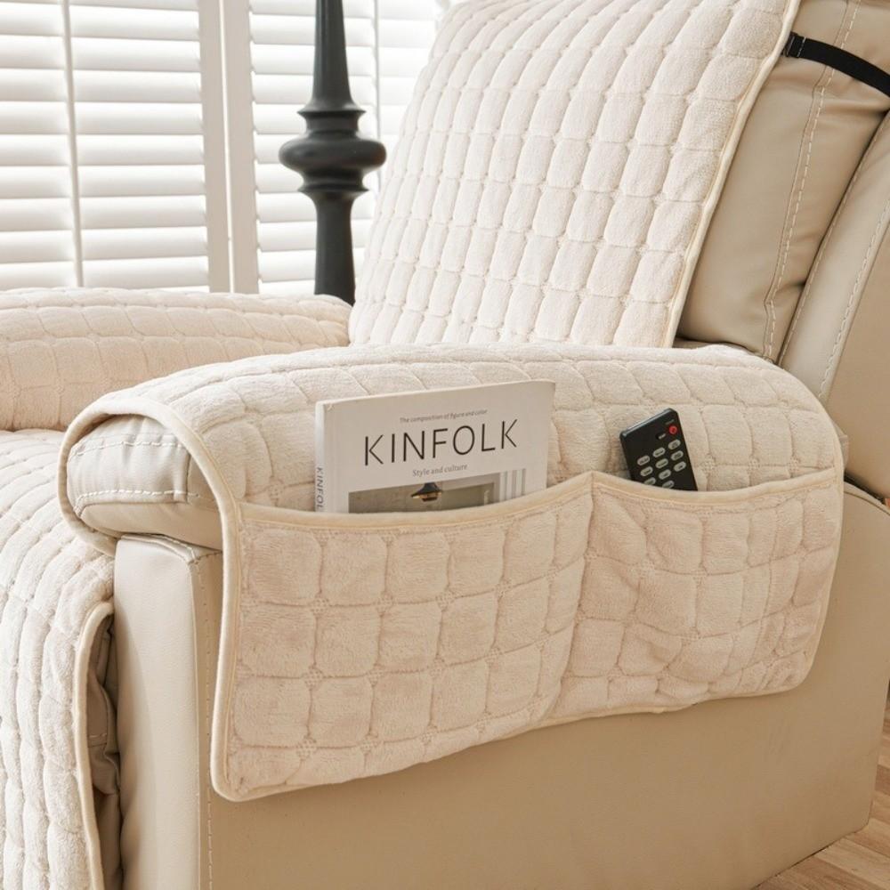 Flannel Plush Armchair Cover Non-Slip Sofa Slipcovers New Recliner Sofa Cover  Home Use