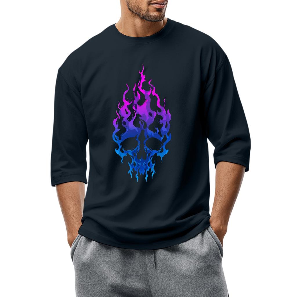 Men'S Round Neck Three-Quarters Sleeve Top Casual Fashion T-Shirt