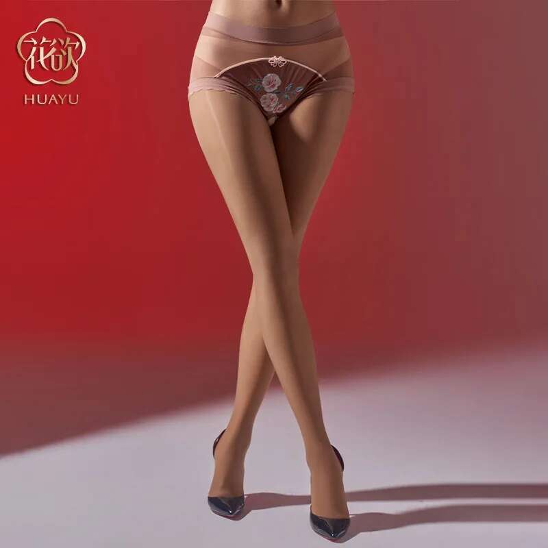 

Fragrance Embroidered Flower Ancient Style Underwear Silk Stockings One Piece Shiny And Sexy Horse Oil Silk Pantyhose Charm H987 Crotch 45-75kg