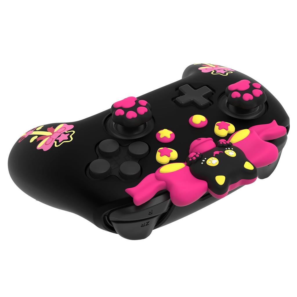 PlayVital Sweetheart Kitty Silicone Cover for Switch Pro Controller Cute Grip Joystick Grip and Protective Silicone Case for Switch Pro Controller -