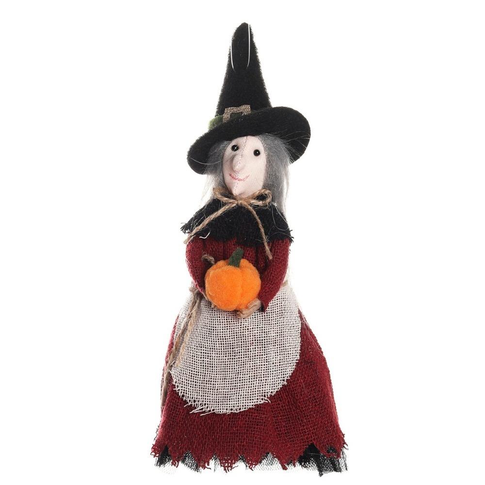 Funny Broom Witch Decoration Hug Pumpkin Halloween Witch Pendant  Haunted House