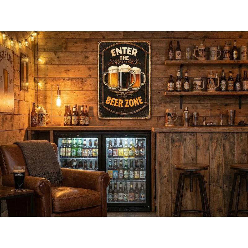 Beer Zone Metal Tin Sign 20x30cm Vintage Bar Decor Wall Plaque