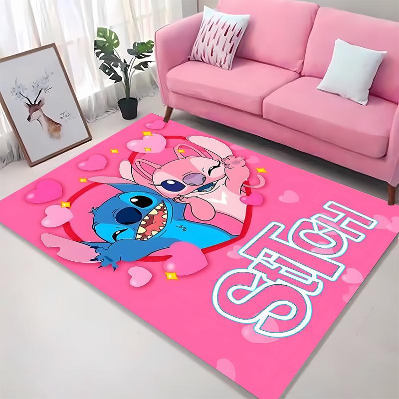 3D Stich Engel Liebe Rosa Zimmerteppich Straßenmode Teppich Schlafzimmer Wohnzimmer Fußmatte Heimdekoration Rutschfeste Fußmatten Potdemiel