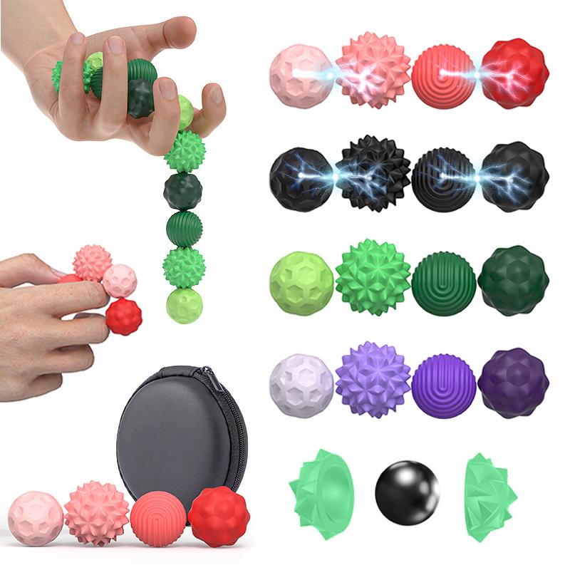 Kid Silicone Magnetic Sensory Balls Fidget Toy Worry Balls Autism Calming Fidgeting Toy Adults Anxiety Relief Stress Sensory Toy
