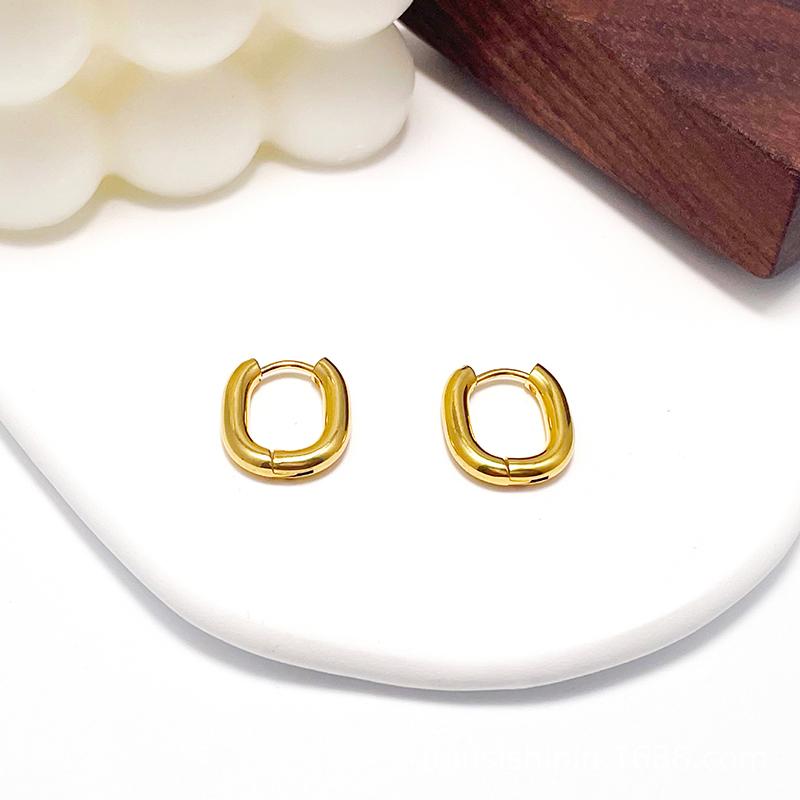 

Fashion Stainless Steel Hoop Earrings For Women 4mm Thick U Shape Punk Hip Hop Gold Silver Color Female Jewelry Pendientes Mujer 16x13x3mm золотой