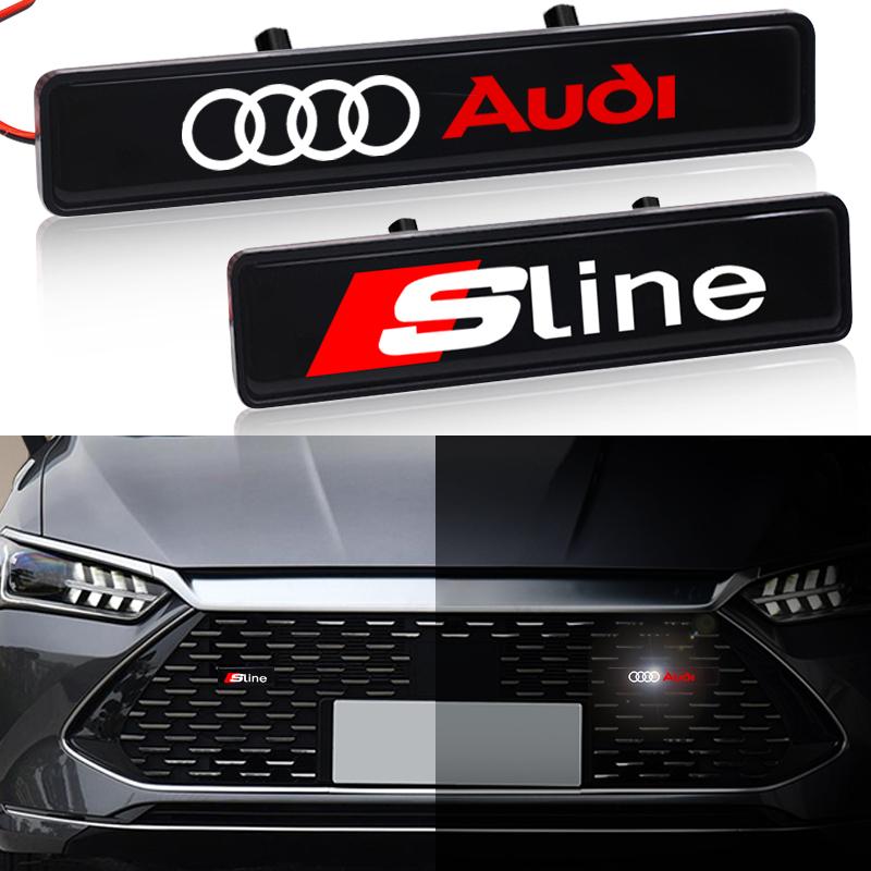 Car LED Front Hood Grille AMG Emblem Badge Decorative Light Accessories For Audi B7 B5 B6 B8 B9 8P A4 A5 A6 A7 A8 TT Q3 Q5 Q7 Q8 A1 8V 8L C6 C5 C7 4F
