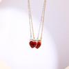 European & American Zircon Heart Pendant Necklace, Stainless Steel, Scarlet Witch Design