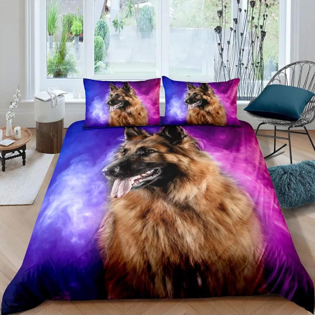 Bettbezug mit Hundeprint 3D Deutscher Schäferhund Welpe Print Bettwäsche-Set für Kinder Jungen Mädchen Kinder Haustier Tier Thema Bettdeckenbezug