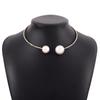 Gold and Silver Large Pearls Necklace Korean Style Open Collar Necklace Heart Collar Choker  Gift