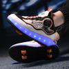 New Parkour With LED Roller Shoes Fashion Men 4-Wheel Retractable Sneakers With Wheels Unisex Roller Skates Casual Shoes