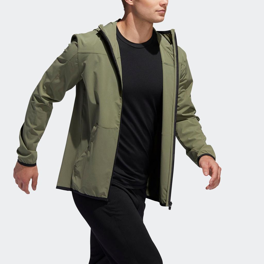 Adidas Solid Color Zip Logo Pattern Casual Long Sleeve Jacket Men Jackets Green FL1508