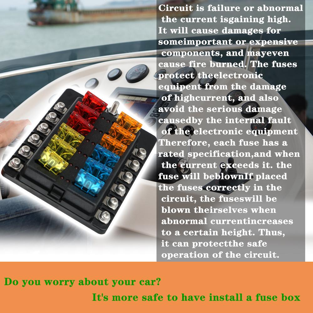 32V 100A 6 Ways 12 Ways Blade Fuse Block Fuse Box Holder For Auto Car Boat Marine Plastic Cover M5 Stud With LED Indicator Light Fuses4