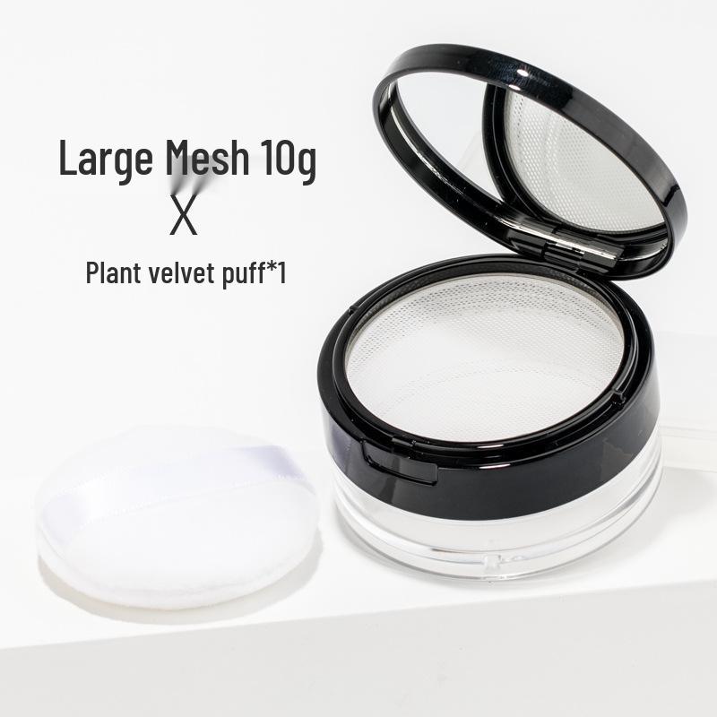 Portable Refillable Powder Compact with Mesh for Setting, Blush, and Talcum