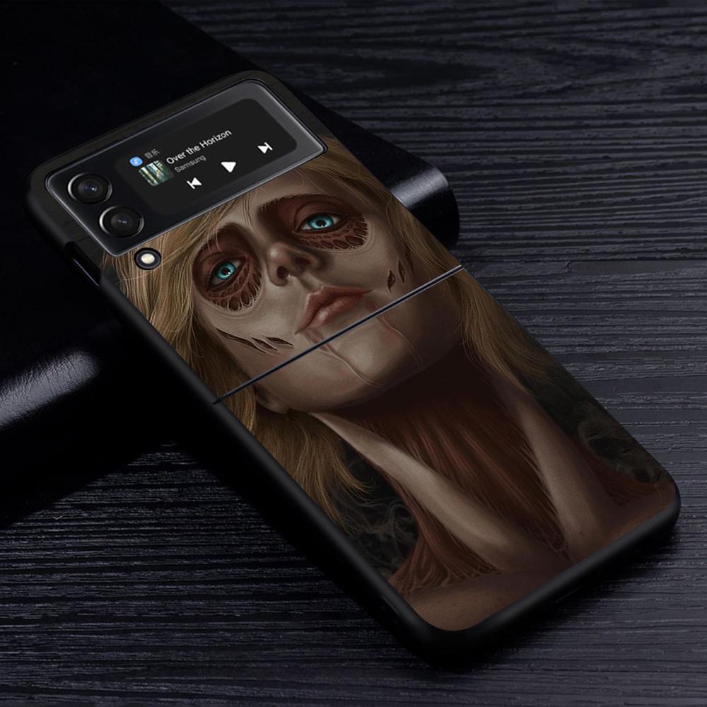 Attack On Titan Anime Handyhülle für Samsung Galaxy Z Flip3 5G Flip4 Schwarz Coque Z Flip 3 Hart PC Luxus Hülle Zflip3 Funda