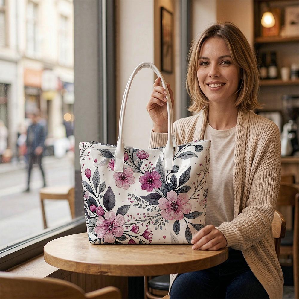 Floral Print Tote Bag Fashion Casual Large Capacity Daily Carry All Purse for Ladies