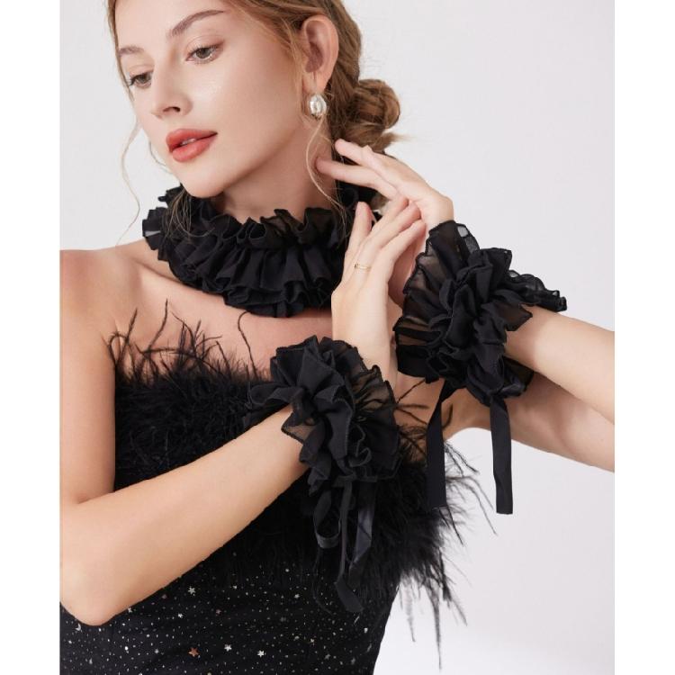 Elegant Arm Sleeves With Layered Petal Detail Elastic Wrist Cuffs Extension Faux Sleeves For Office Women Daily Formal