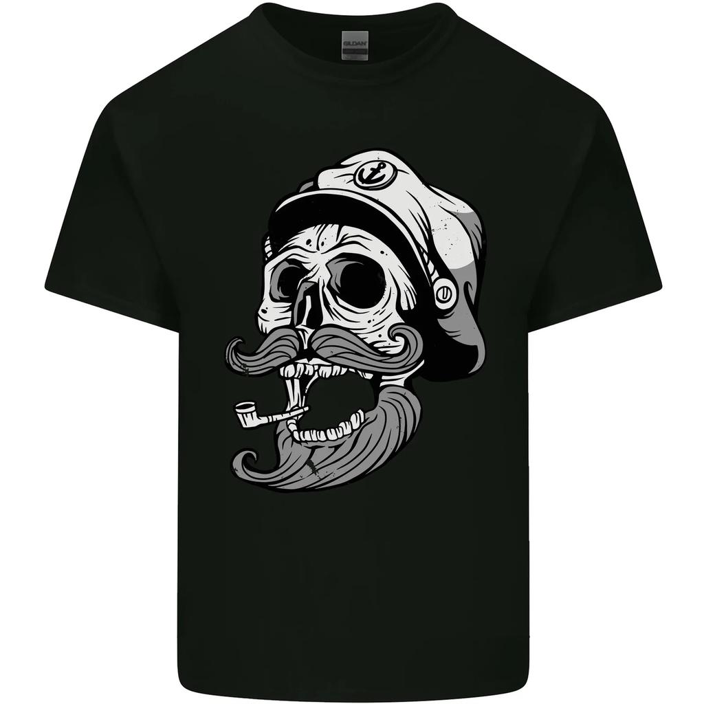 Old Sailor Skull Sailing Captain Kids T-Shirt Childrens