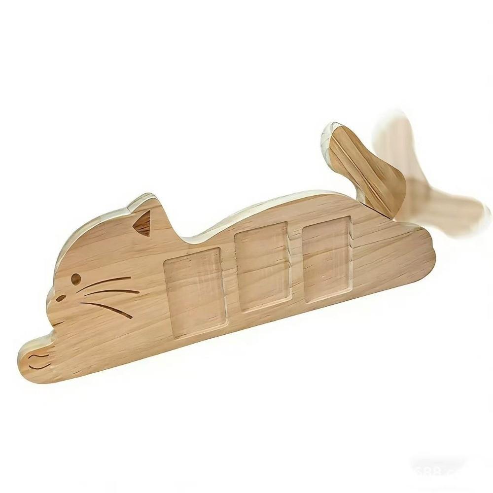 Rotatable Tail Cat Shape Photo Frame Adjustable Angle Kitten Wooden Photo Holder  Memorial Gift