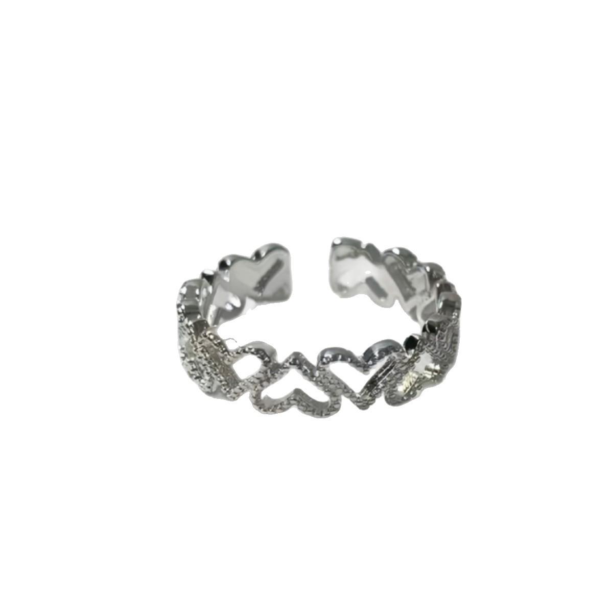 Korean Style Elegant Heart-Shaped Open Ring - Women s Index Finger Niche Design серебряный