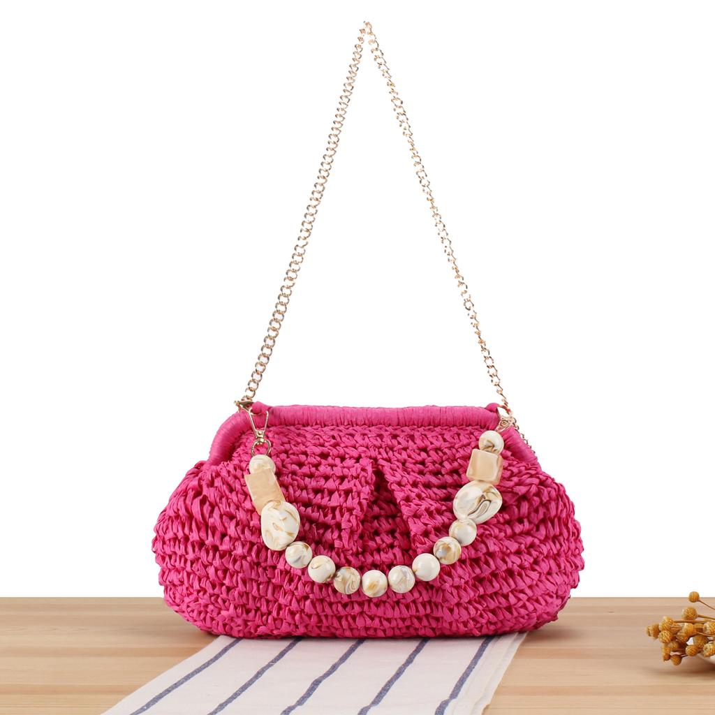 Neue Pastell-Webtasche für Damen, Bonbonfarbene Geometrische Geflochtene Tragetasche, Vielseitige Umhängetasche für den täglichen Freizeitgebrauch & Strandurlaub, Nischendesign