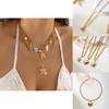Beach Style Double Layer Stainless Steel Necklace With Starfish Shell And Heart Pendant For Women And Men