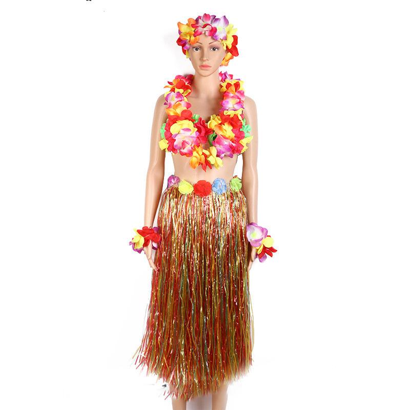 80cm Hawaiian Hula Skirt Set: Single/Double Layer for Children & Adults – Perfect for Performances & Seaweed Dance