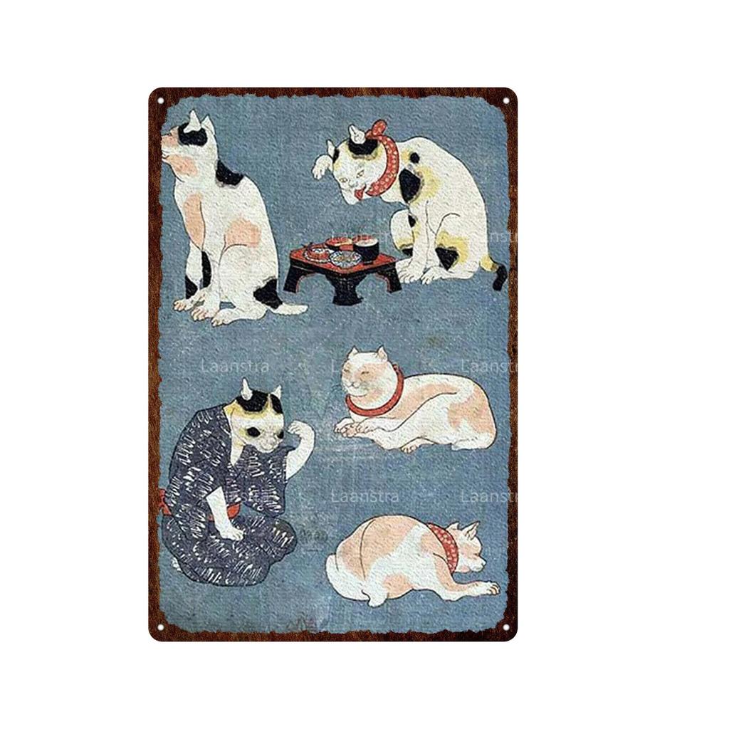 Cute Animal Funny Cat Metal Signs Vintage Metal Sign Painting Plate for Bar Club Pet Shop Decor Retro Poster Wall Decor Painting