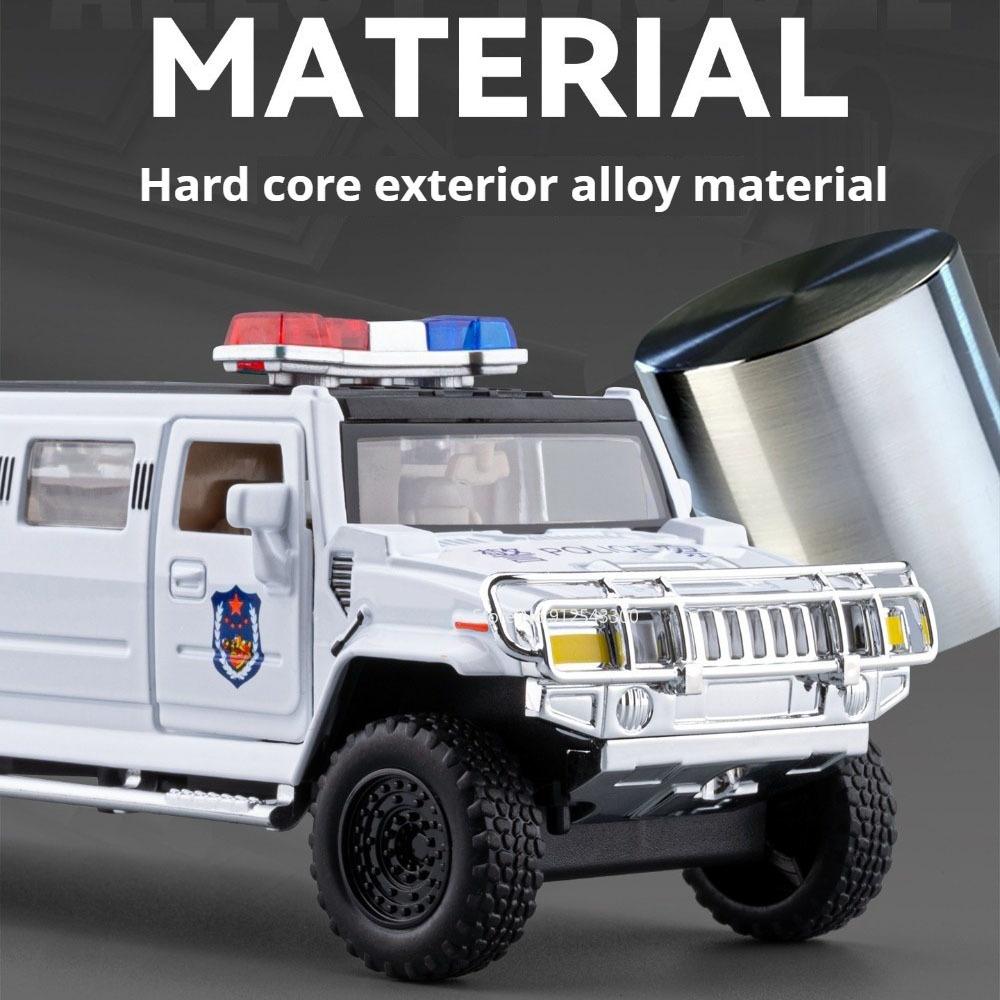1:32 Extended Alloy Police Car Model Toy Doors Opened Sound Light Off-road Vehicles Metal Body Models for Children's Puzzle Toys